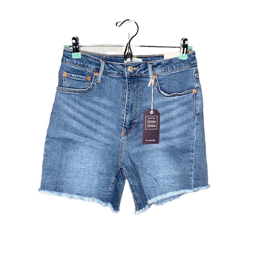 Love tree denim blue premium denim biker shorts mid-rise.